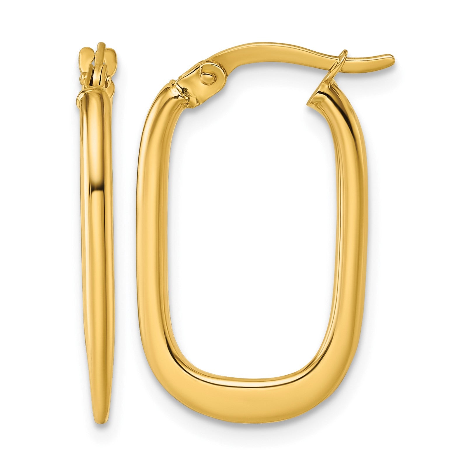 14k Polished Oval Tapered Tube Hoop Earrings