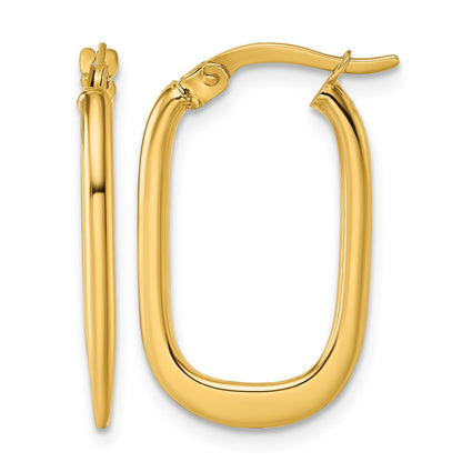 14k Polished Oval Tapered Tube Hoop Earrings