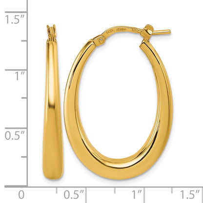 14k Polished 4mm x 30mm Graduated Puffed Oval Hoop Earrings
