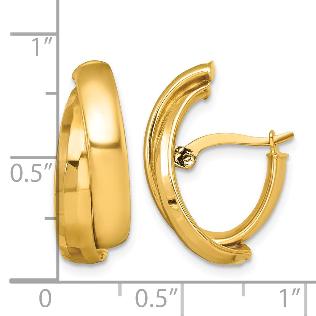 14k Polished Fancy Double J-Hoop Earrings