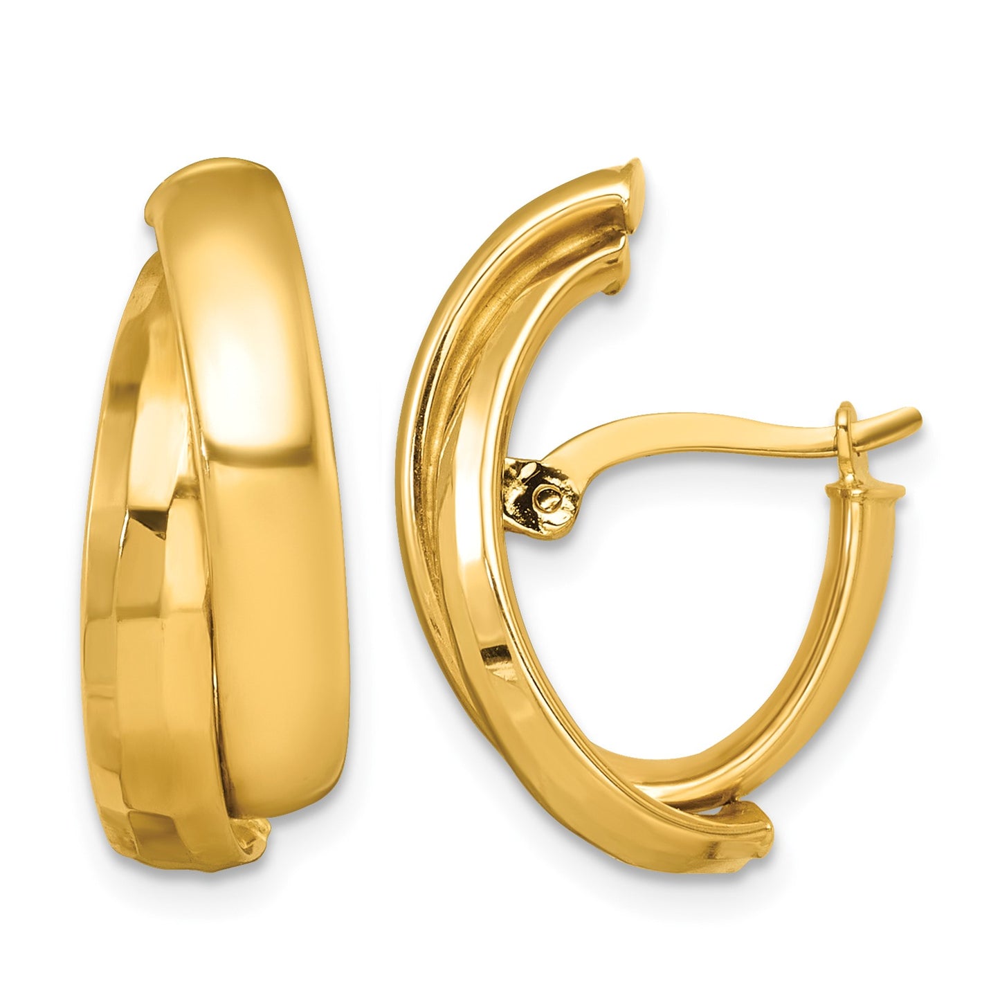 14k Polished Fancy Double J-Hoop Earrings