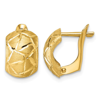 14k Polished and Brushed Diamond-cut Omega Back Earrings
