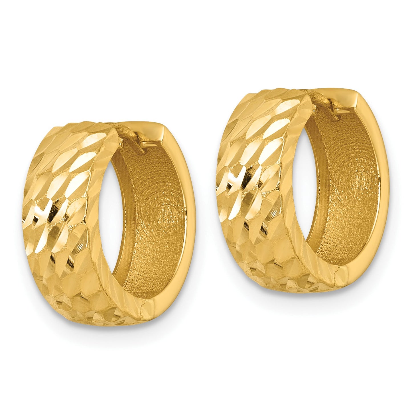 14k Polished 5.0mm Diamond-cut Round Hinged Hoop Earrings
