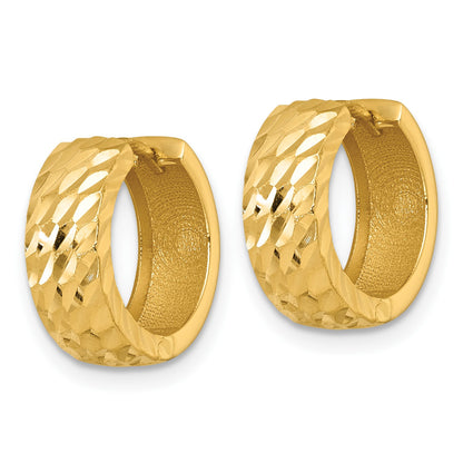 14k Polished 5.0mm Diamond-cut Round Hinged Hoop Earrings