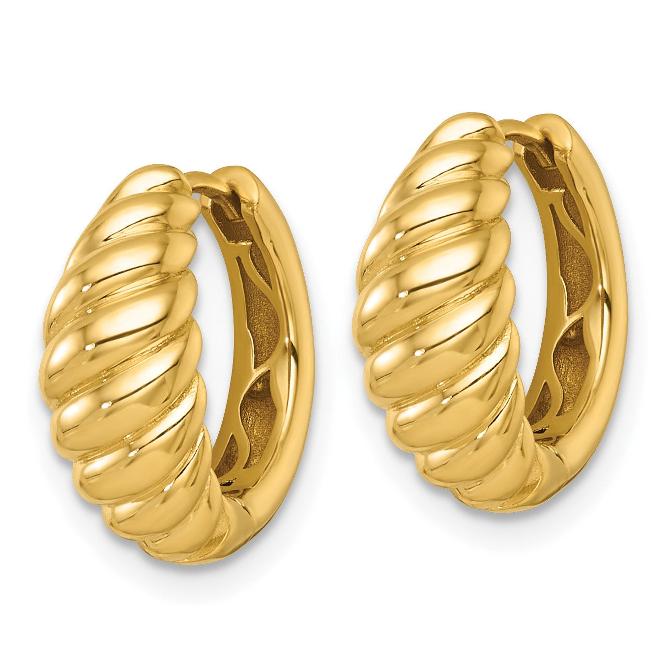 14k Polished Twisted Tapered Hinged Hoop Earrings