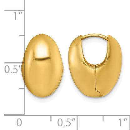 14k Polished Puffed Oval Hinged Hoop Earrings