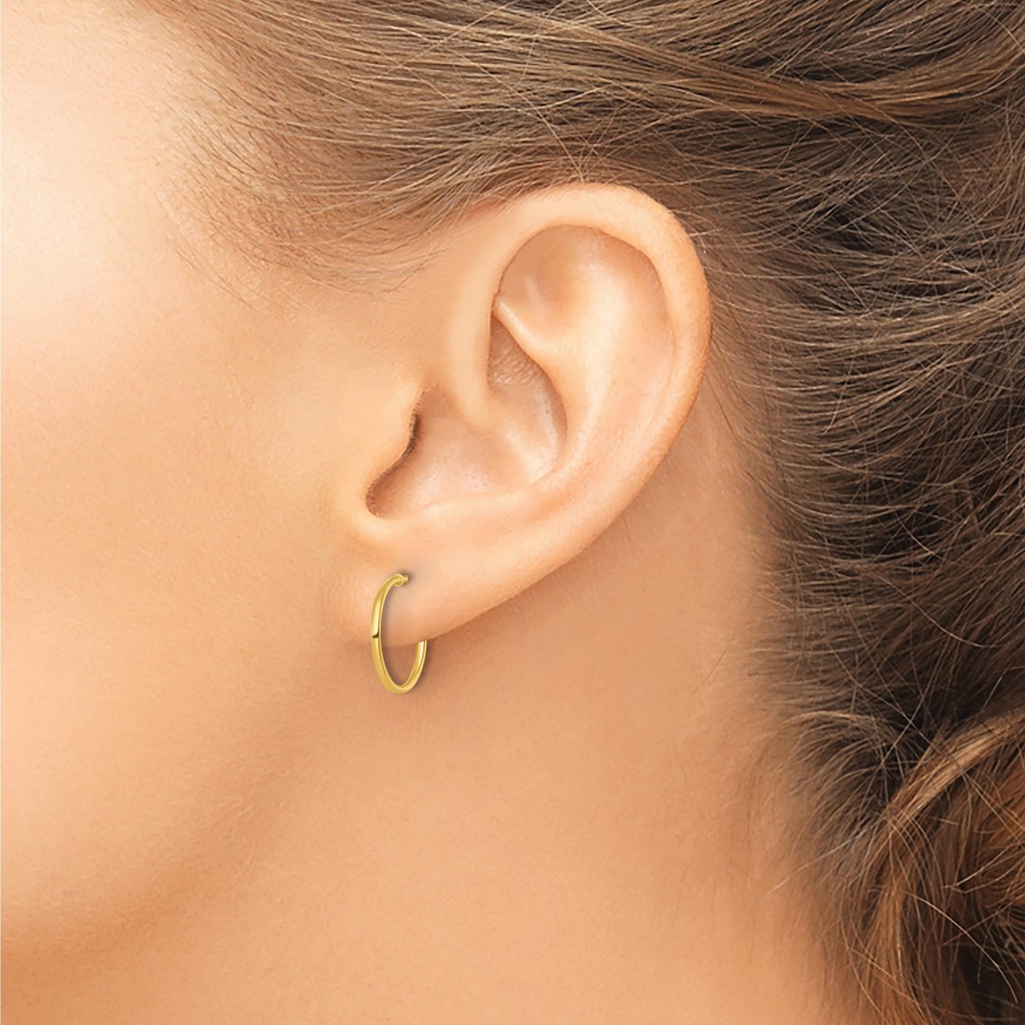 14k Polished 1.2 x 14mm Solid C-Hoop Post Earrings