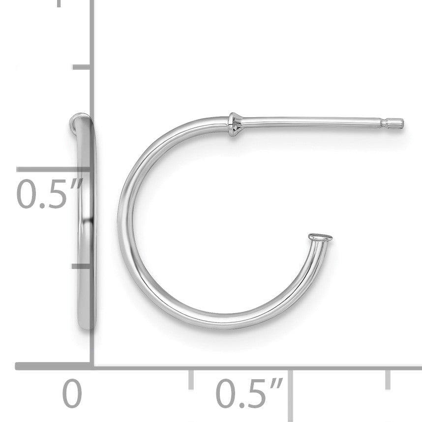 14k White Gold Polished 1.2 x 14mm Solid C-Hoop Post Earrings