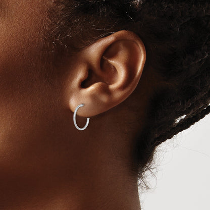14k White Gold Polished 1.2 x 14mm Solid C-Hoop Post Earrings