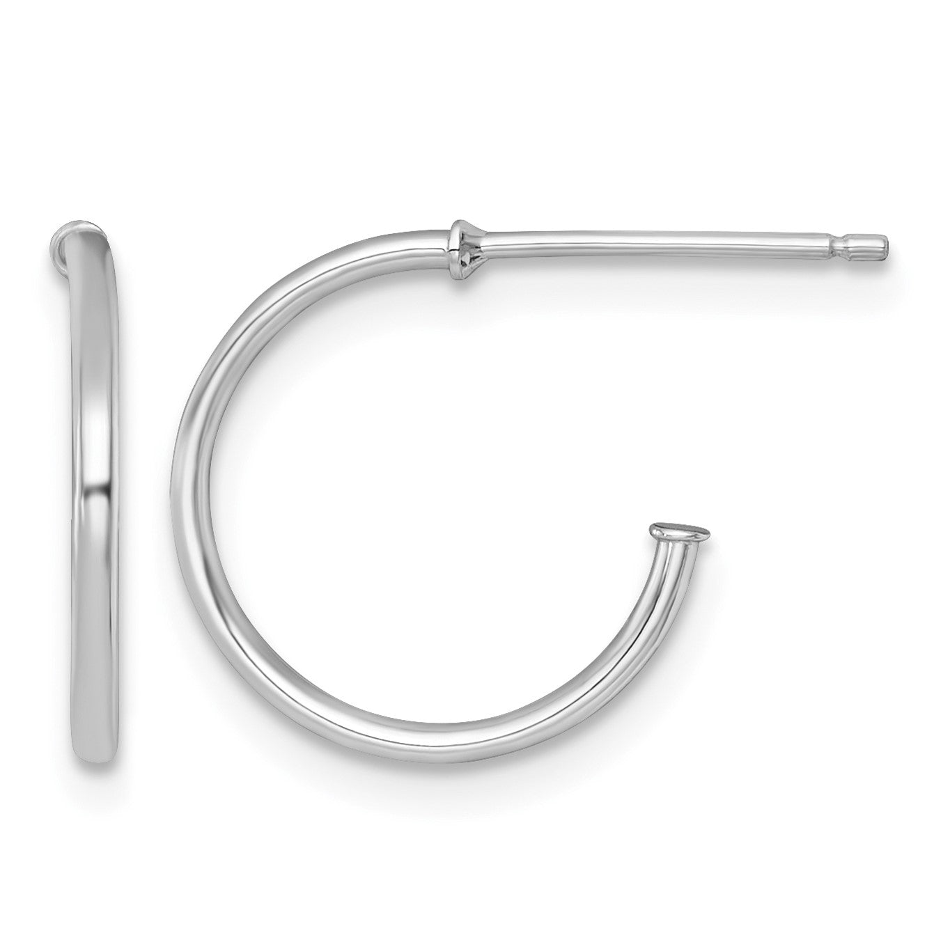 14k White Gold Polished 1.2 x 14mm Solid C-Hoop Post Earrings