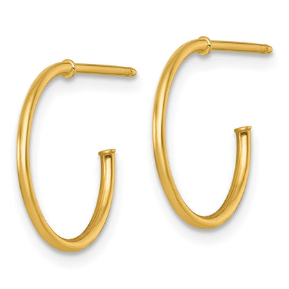 14k Polished 1.2 x 16mm Solid C-Hoop Post Earrings