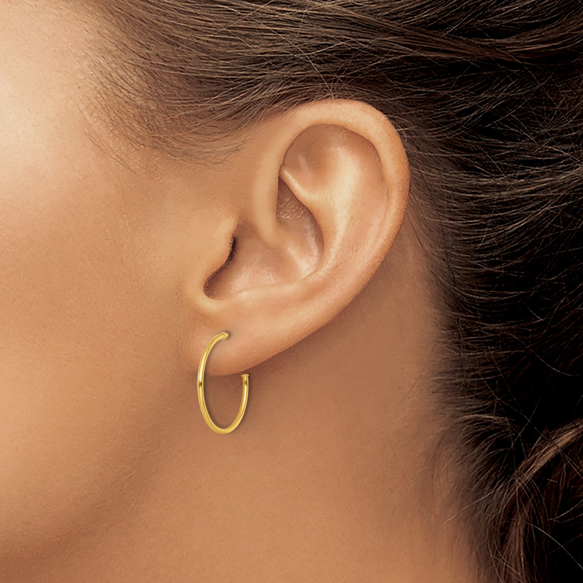 14k Polished 1.2 x 20mm Solid C-Hoop Post Earrings