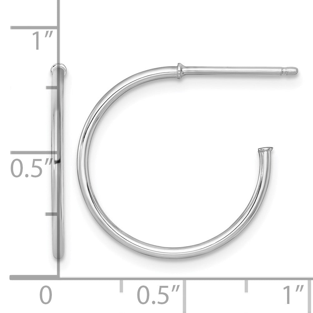14k White Gold Polished 1.2 x 20mm Solid C-Hoop Post Earrings