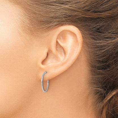 14k White Gold Polished 1.2 x 20mm Solid C-Hoop Post Earrings