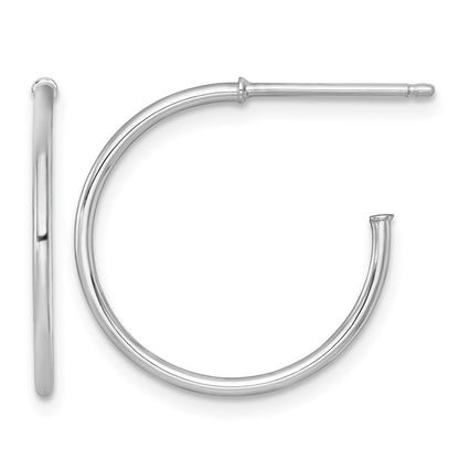 14k White Gold Polished 1.2 x 20mm Solid C-Hoop Post Earrings