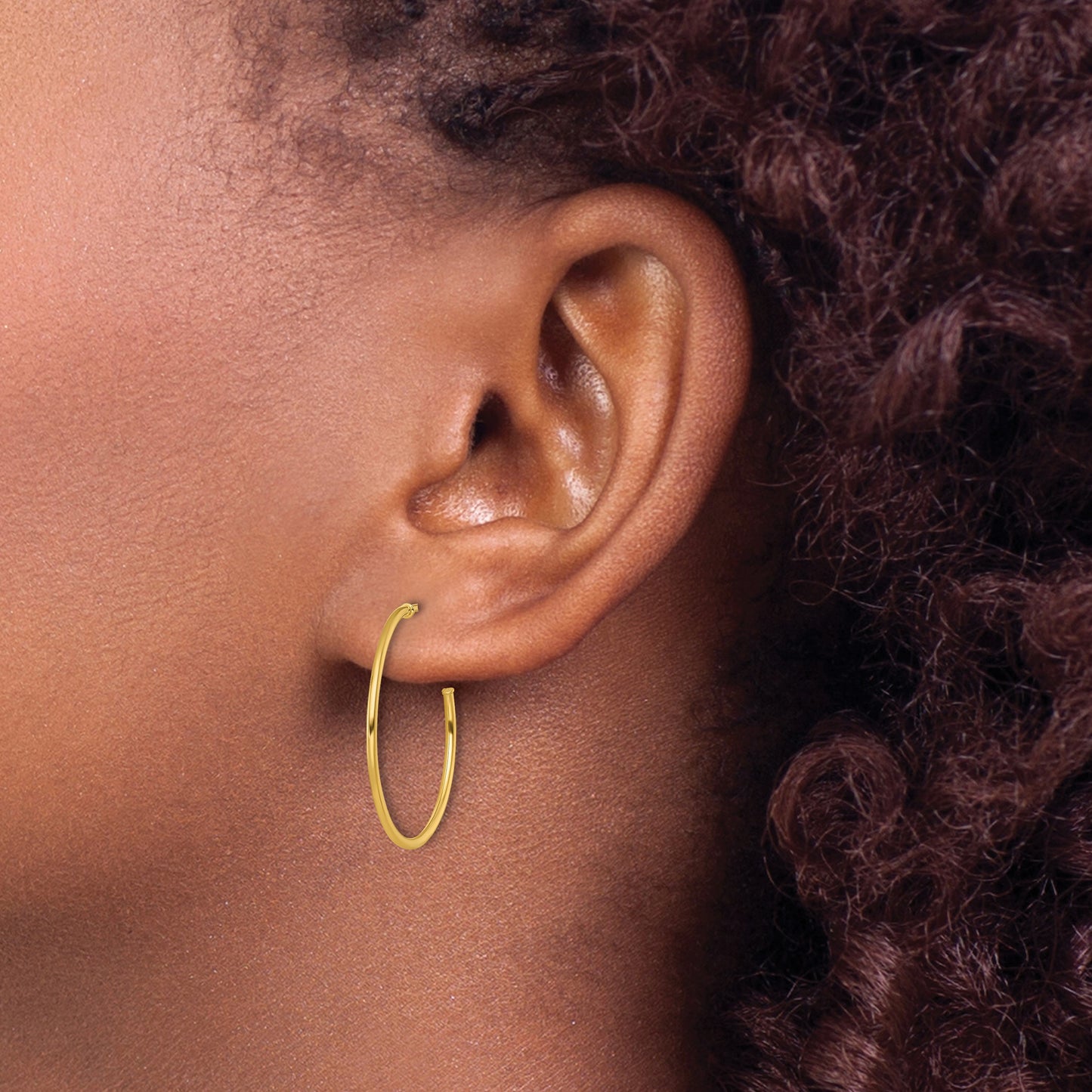 14k Polished 1.2 x 25mm Solid C-Hoop Post Earrings