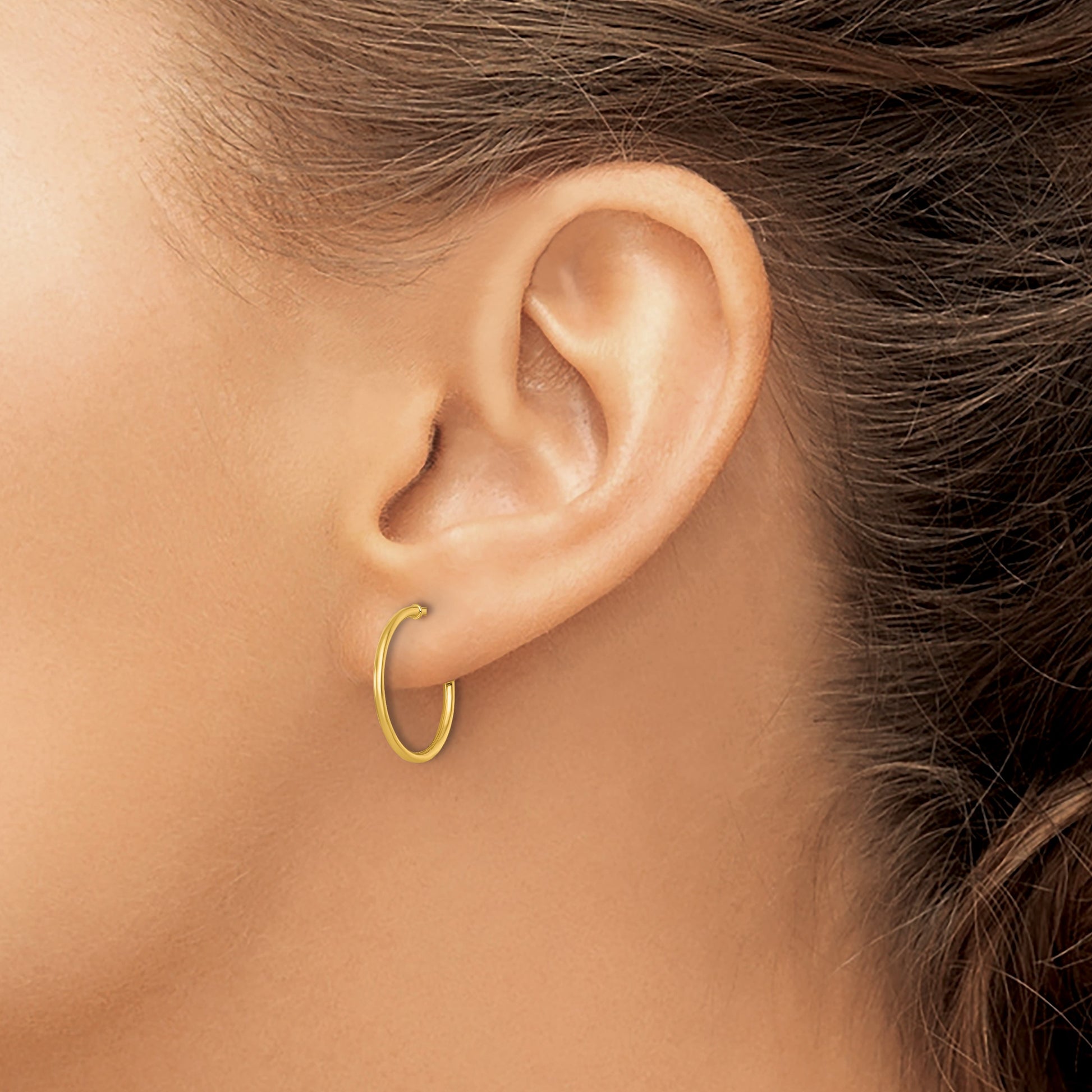 14k Polished 1.2 x 30mm Solid C-Hoop Post Earrings