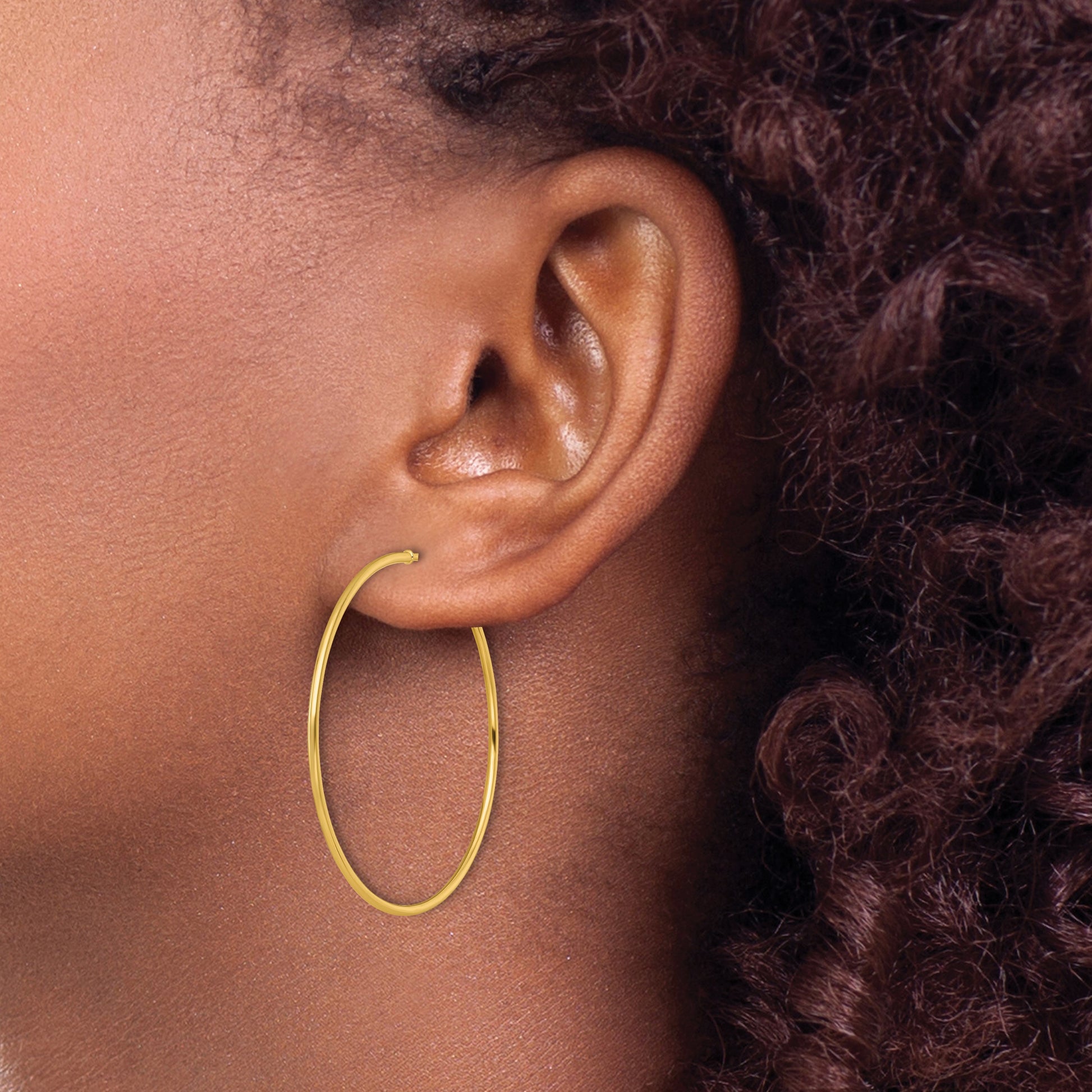 14k Polished 1.2 x 40mm Solid C-Hoop Post Earrings