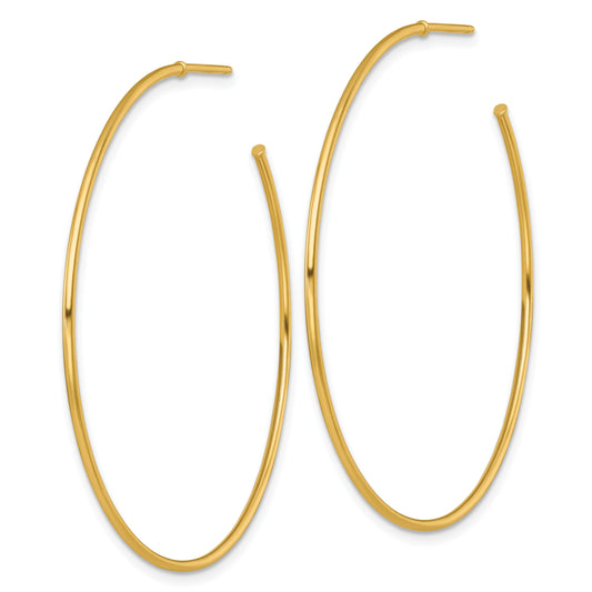 14k Polished 1.2 x 50mm Solid C-Hoop Post Earrings