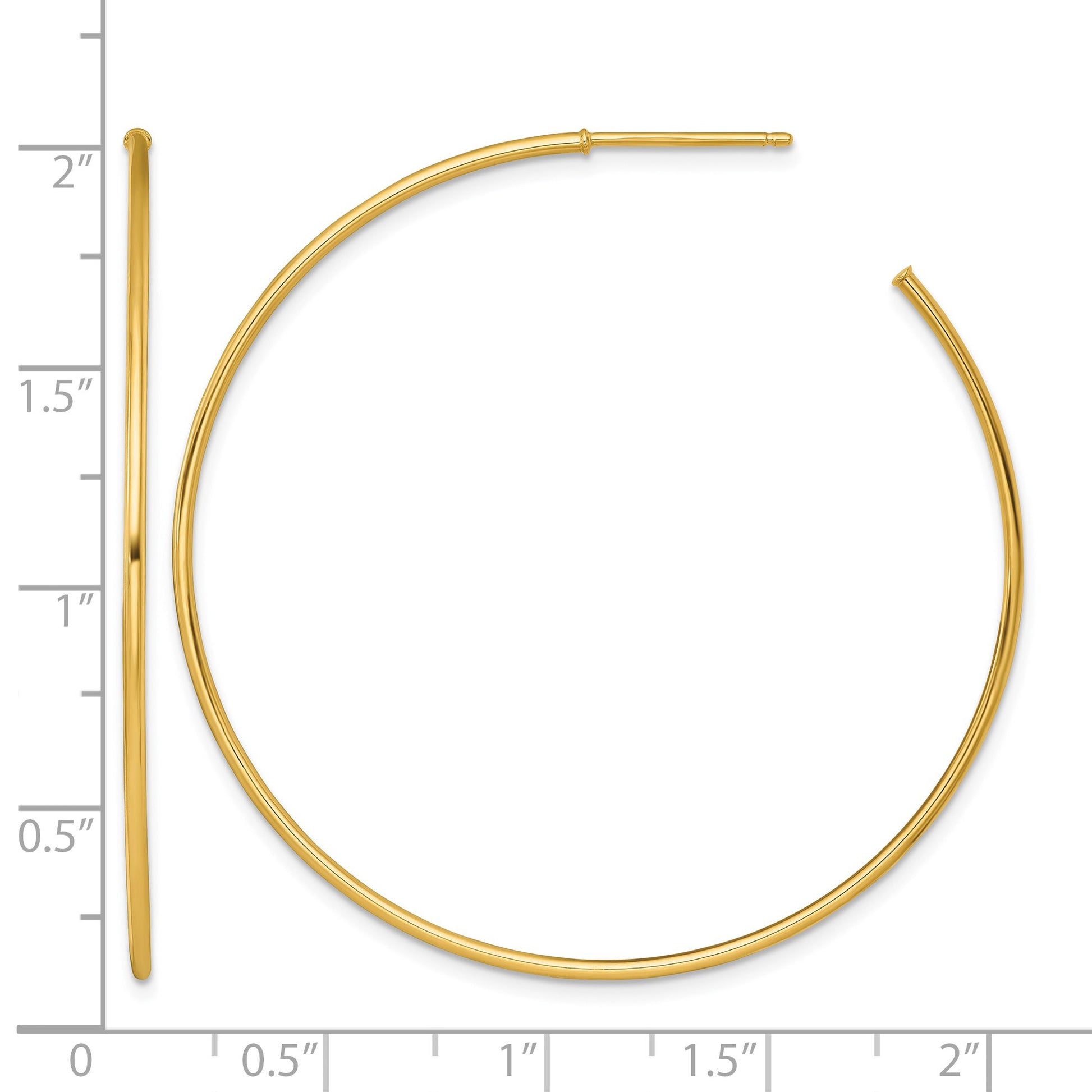 14k Polished 1.2 x 50mm Solid C-Hoop Post Earrings