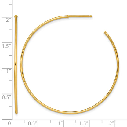 14k Polished 1.2 x 50mm Solid C-Hoop Post Earrings