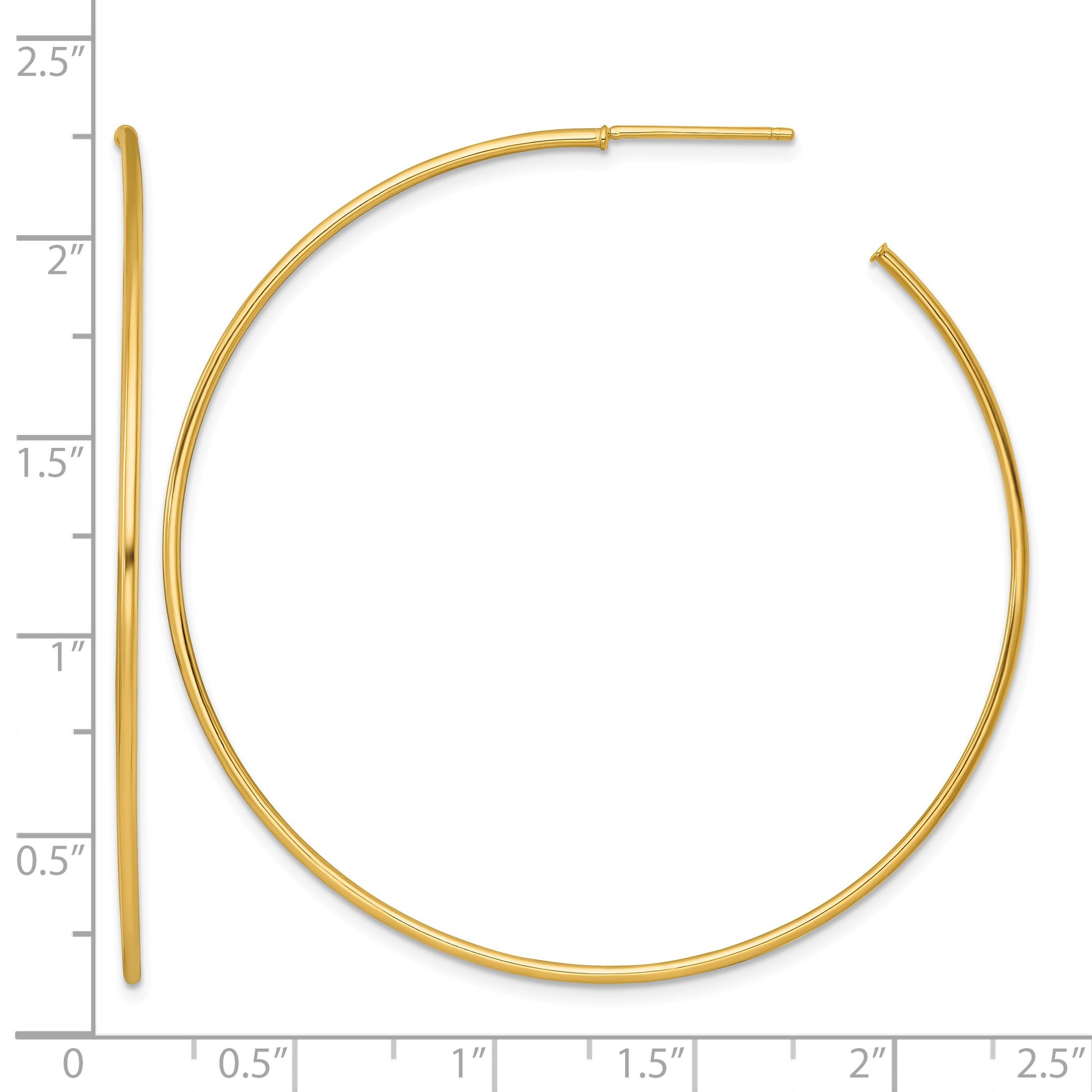 14k Polished 1.2 x 55mm Solid C-Hoop Post Earrings