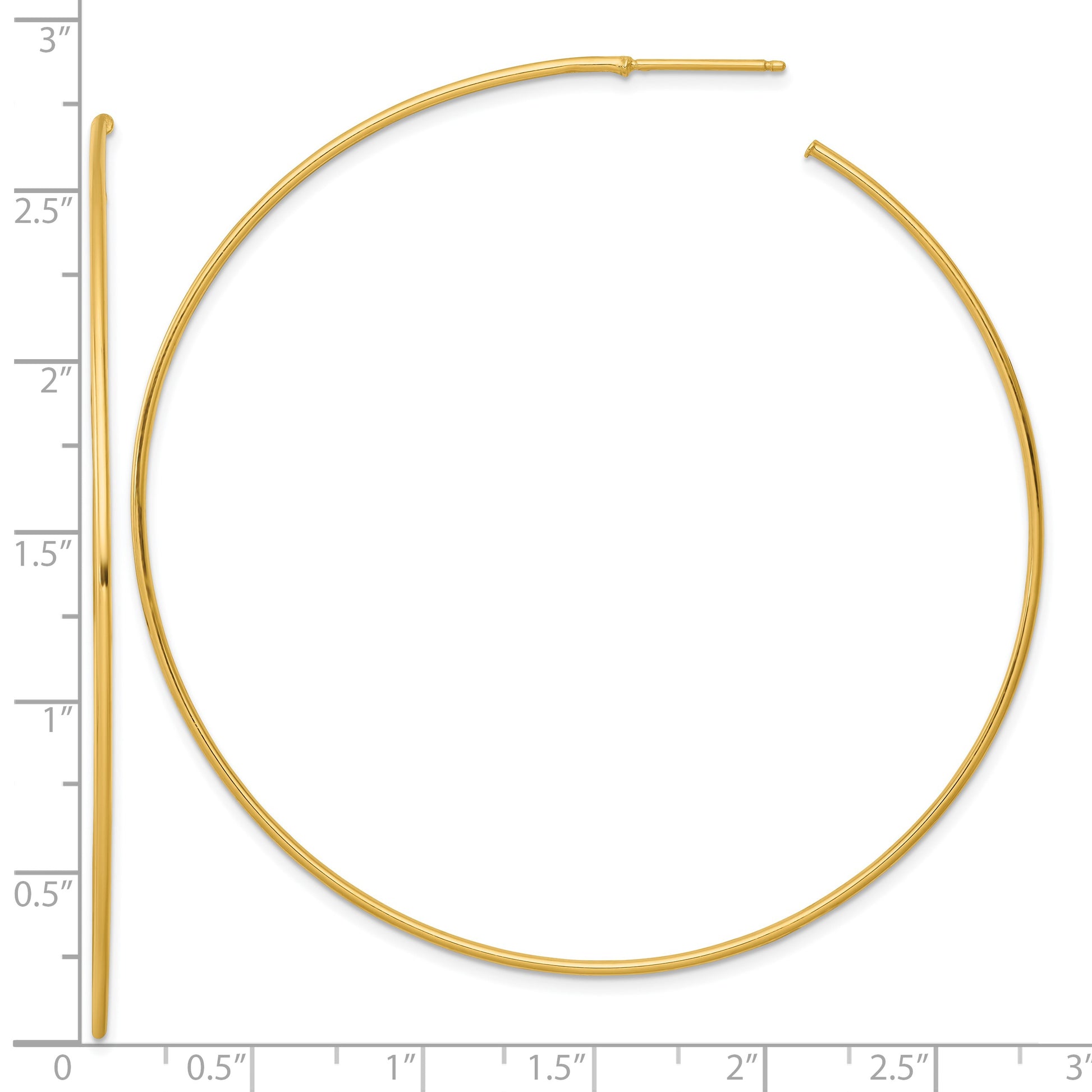 14k Polished 1.2 x 70mm Solid C-Hoop Post Earrings