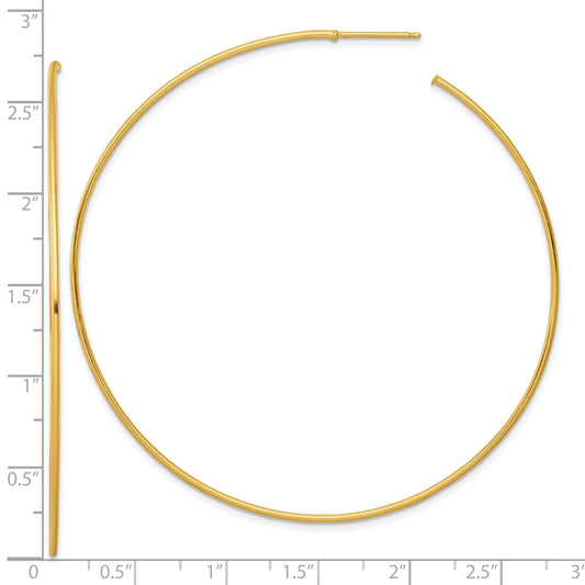 14k Polished 1.2 x 70mm Solid C-Hoop Post Earrings