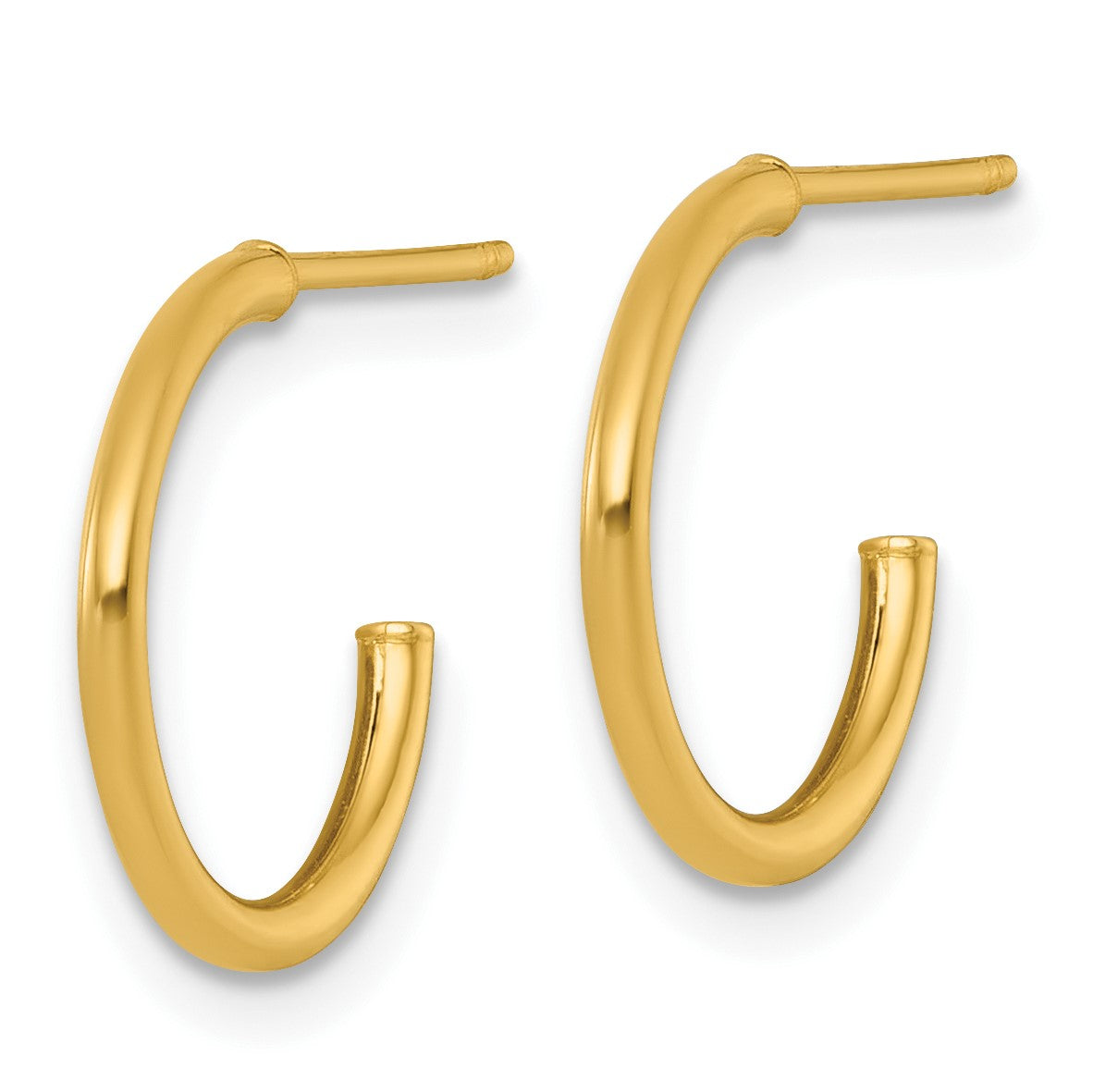 14k Polished 1.5 x 14mm Solid C-Hoop Post Earrings