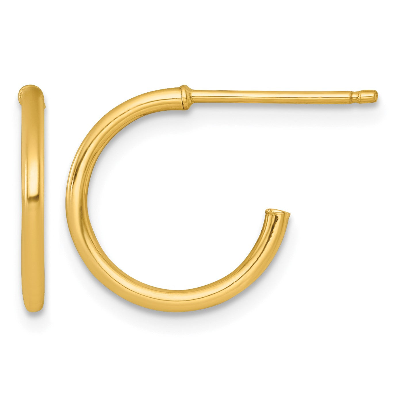 14k Polished 1.5 x 14mm Solid C-Hoop Post Earrings