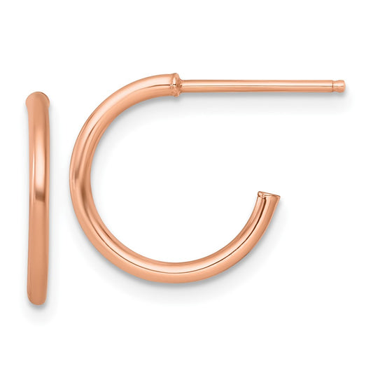 14k Rose Gold Polished 1.5 x 14mm Solid C-Hoop Post Earrings