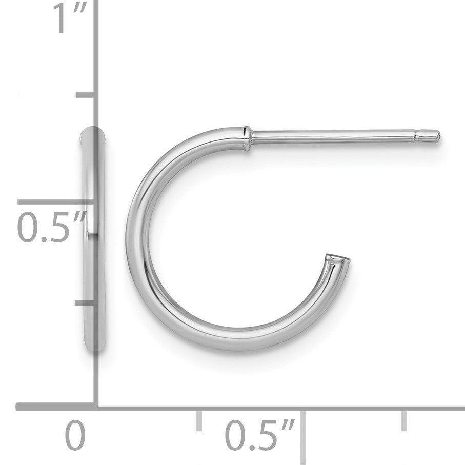 14k White Gold Polished 1.5 x 14mm Solid C-Hoop Post Earrings