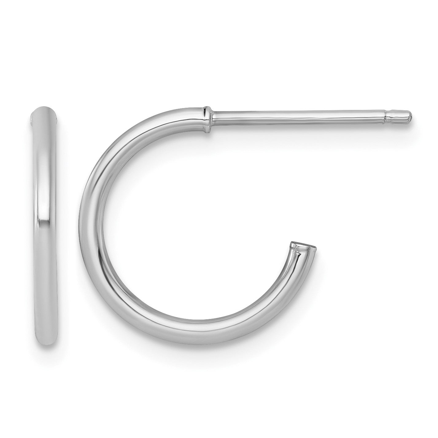 14k White Gold Polished 1.5 x 14mm Solid C-Hoop Post Earrings