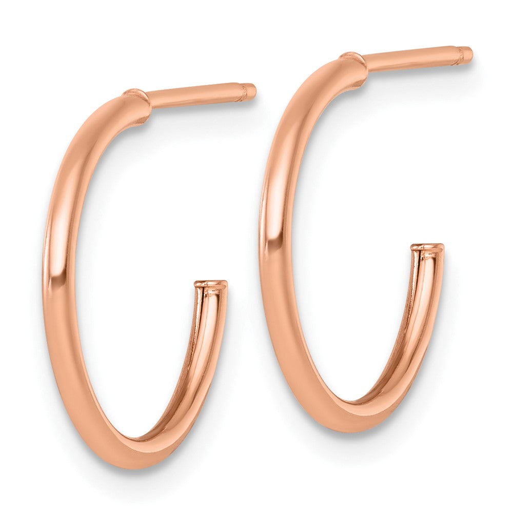 14k Rose Gold Polished 1.5 x 16mm Solid C-Hoop Post Earrings