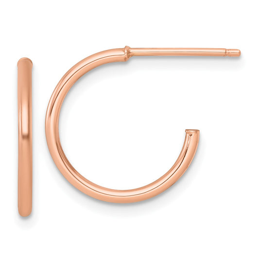 14k Rose Gold Polished 1.5 x 16mm Solid C-Hoop Post Earrings