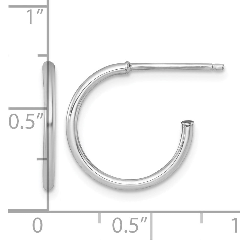 14k White Gold Polished 1.5 x 16mm Solid C-Hoop Post Earrings