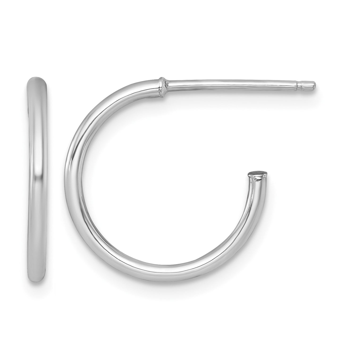 14k White Gold Polished 1.5 x 16mm Solid C-Hoop Post Earrings