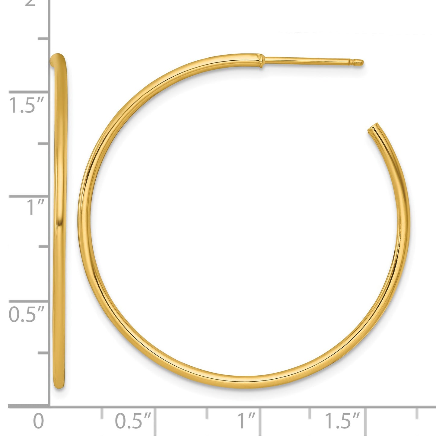 14k Polished 1.5 x 40mm Solid C-Hoop Post Earrings