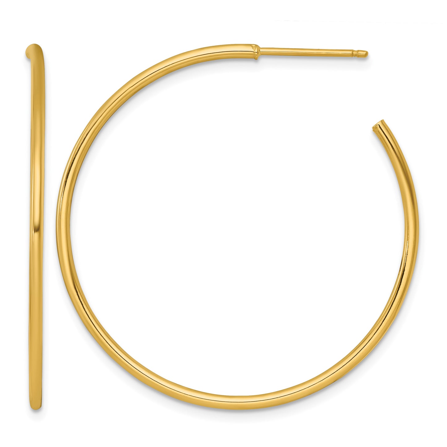 14k Polished 1.5 x 40mm Solid C-Hoop Post Earrings