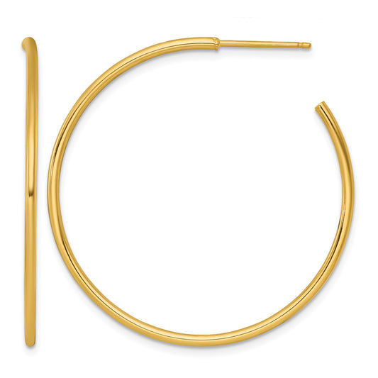 14k Polished 1.5 x 40mm Solid C-Hoop Post Earrings