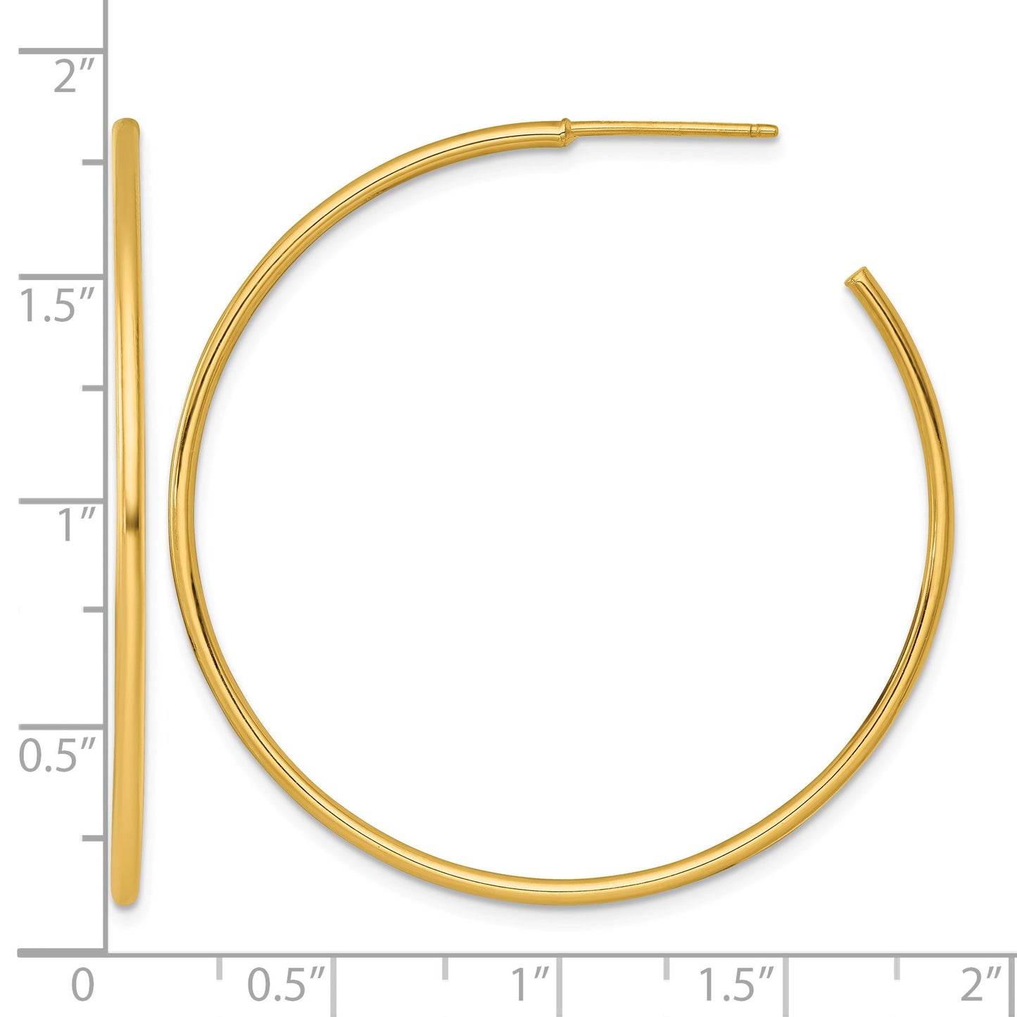 14k Polished 1.5 x 45mm Solid C-Hoop Post Earrings