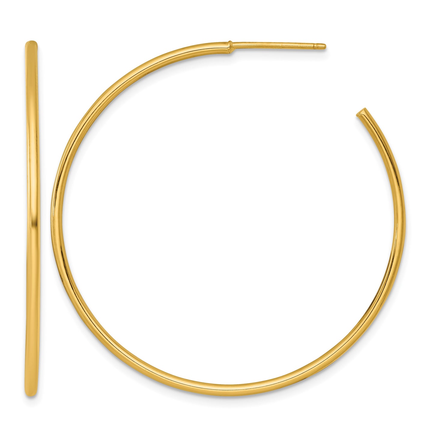 14k Polished 1.5 x 45mm Solid C-Hoop Post Earrings