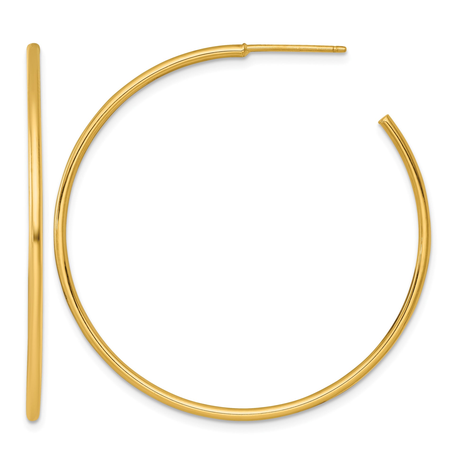14k Polished 1.5 x 45mm Solid C-Hoop Post Earrings