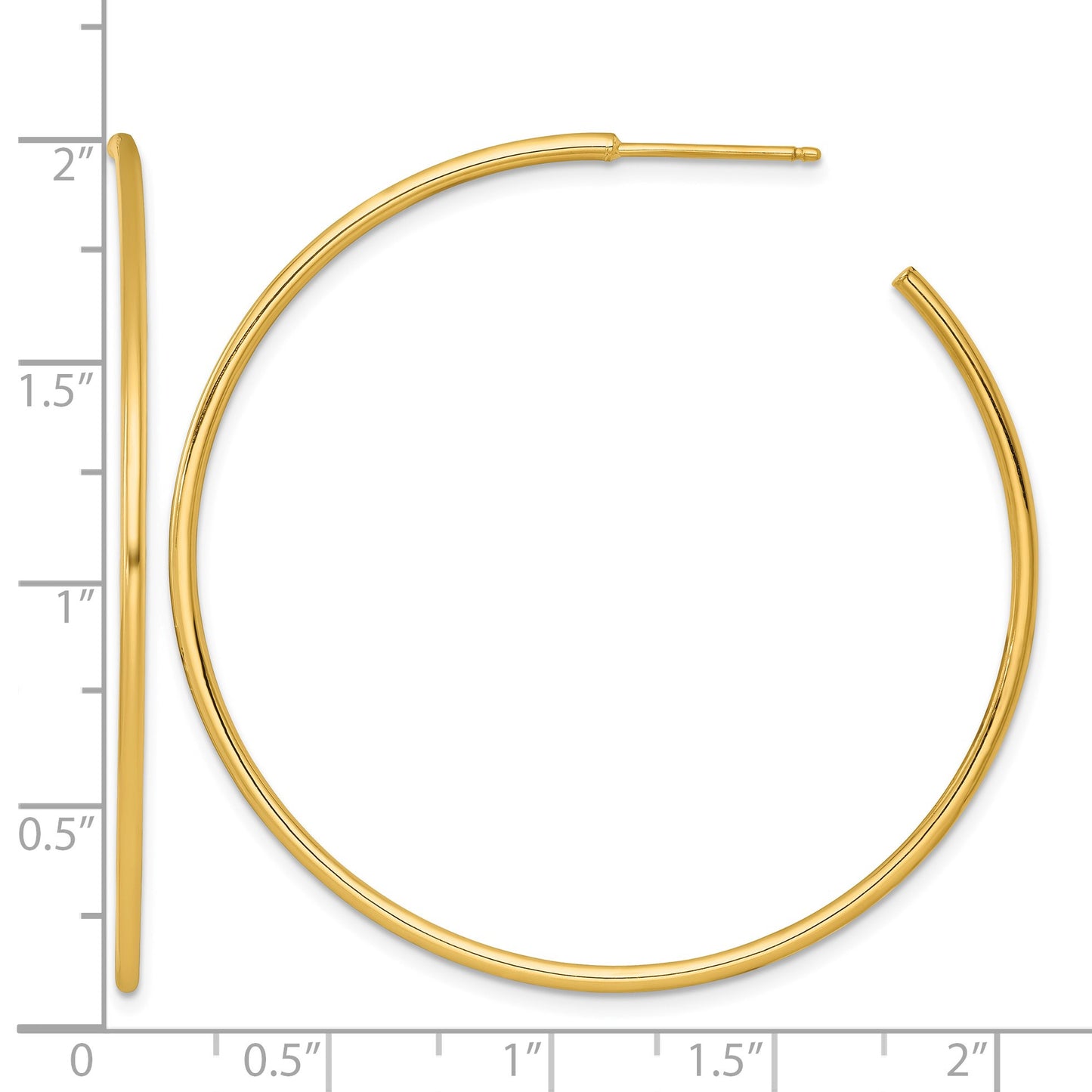 14k Polished 1.5 x 50mm Solid C-Hoop Post Earrings