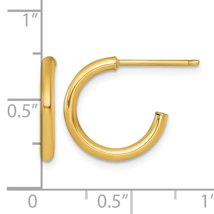 14k Polished 2.0 x 15mm Tube C-Hoop Post Earrings