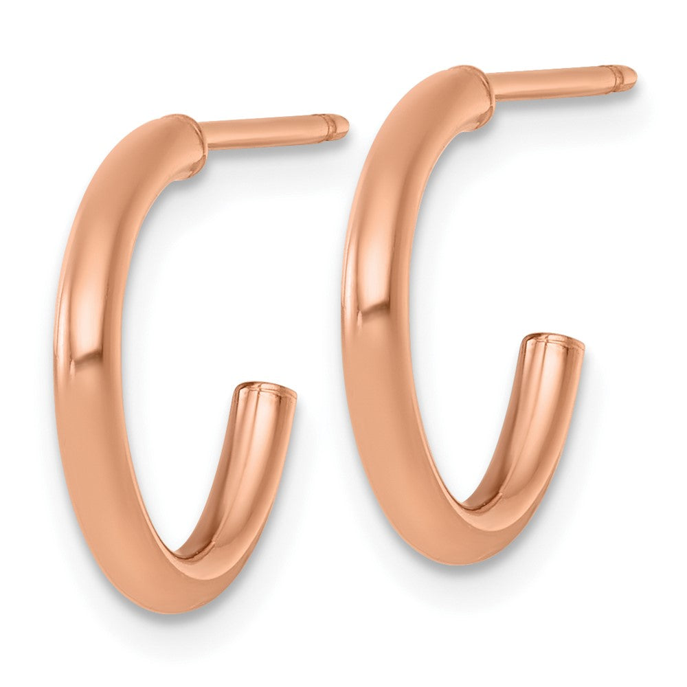 14k Rose Gold Polished 2.0 x 15mm Tube C-Hoop Post Earrings