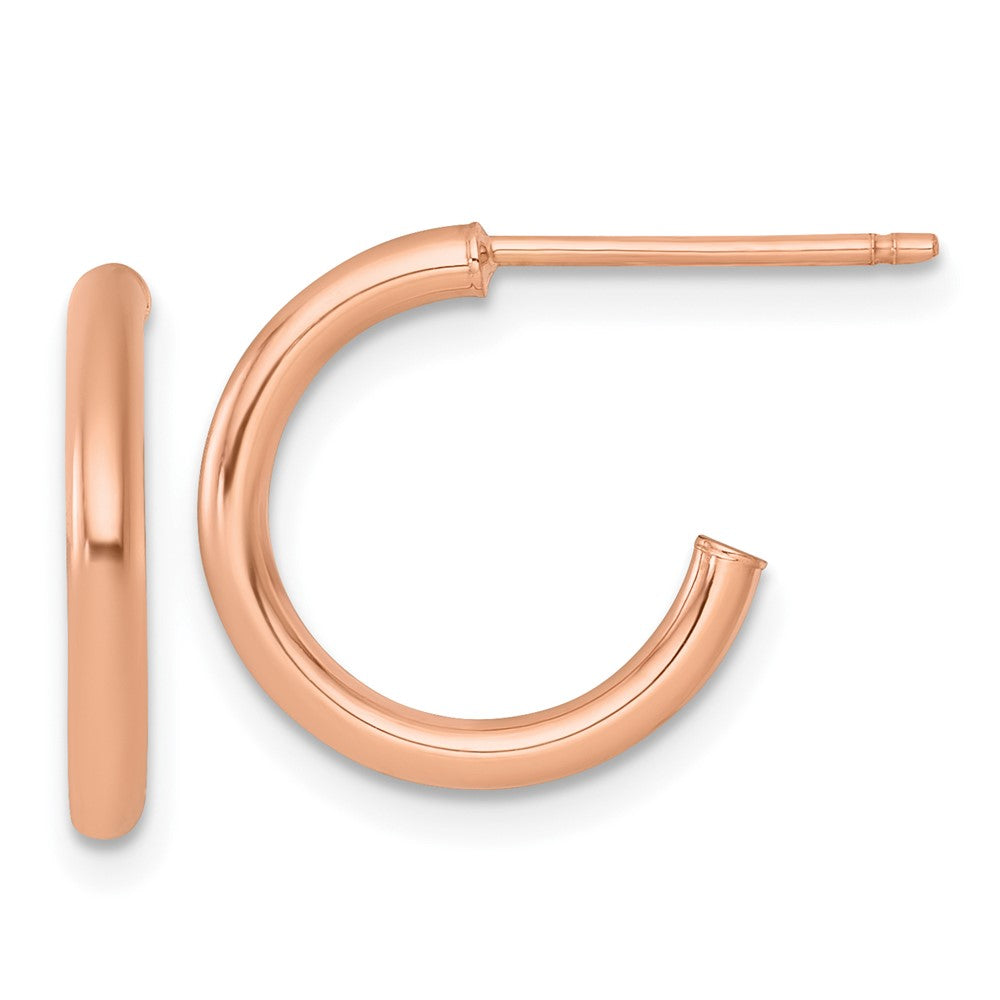 14k Rose Gold Polished 2.0 x 15mm Tube C-Hoop Post Earrings