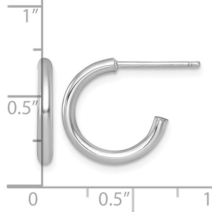 14k White Gold Polished 2.0 x 15mm Tube C-Hoop Post Earrings