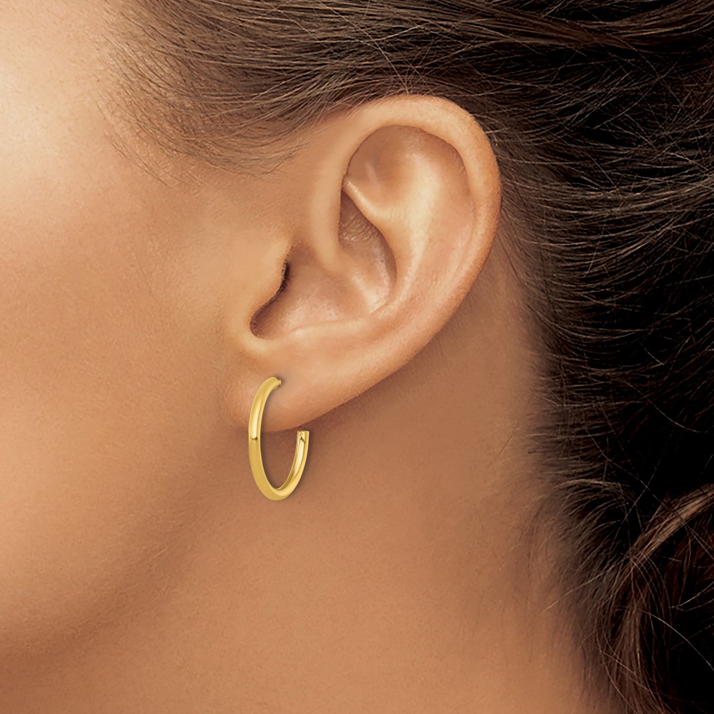 14k Polished 2.0 x 20mm Tube C-Hoop Post Earrings