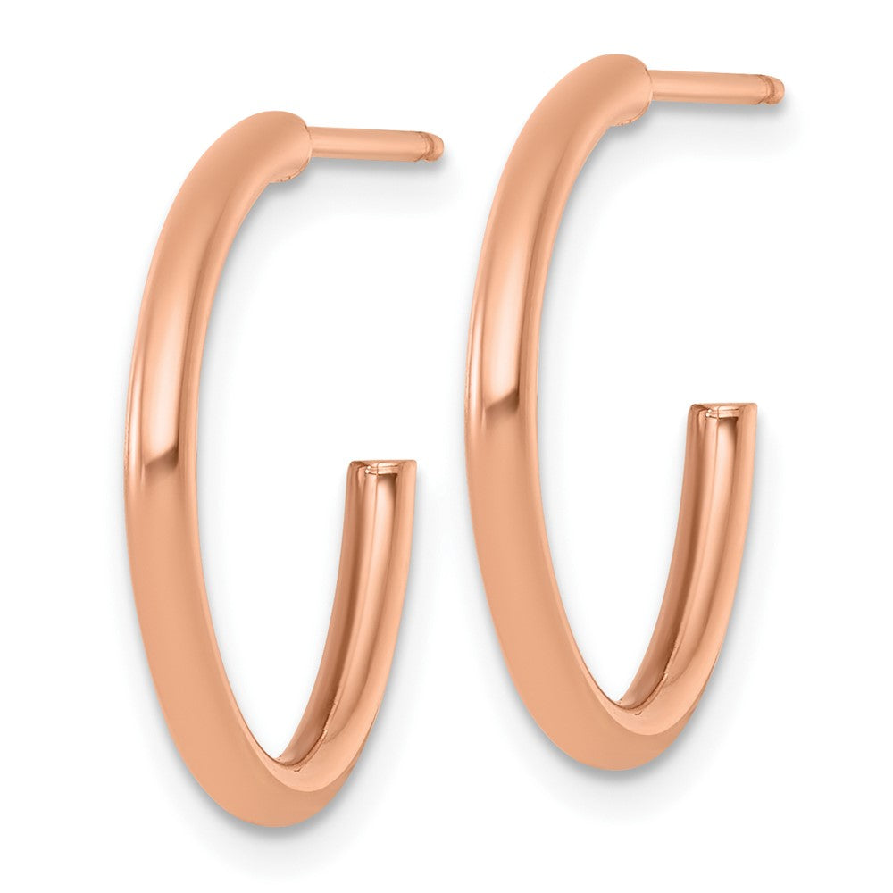 14k Rose Gold Polished 2.0 x 20mm Tube C-Hoop Post Earrings